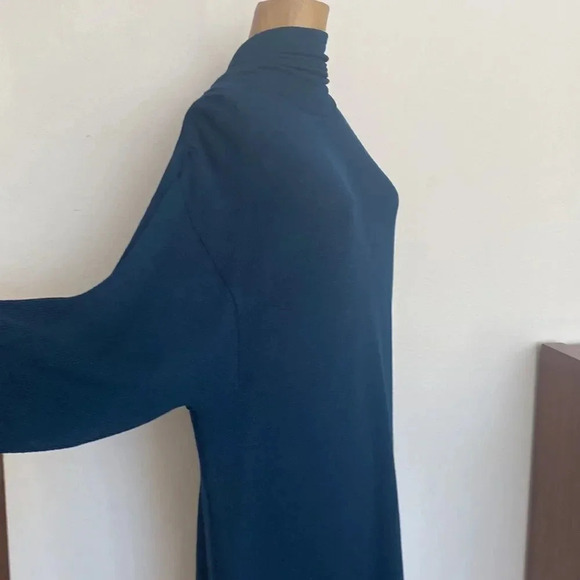 St John vintage 80’s wool rayon blend navy dress turtleneck back zip Longsleeve - Picture 5 of 6